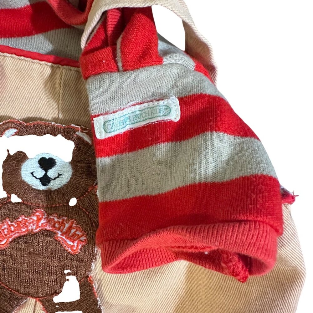 Vintage 1983 Cabbage Patch Kids Beige Overalls With Red Striped Tee Bear Patch D - Picture 3 of 11